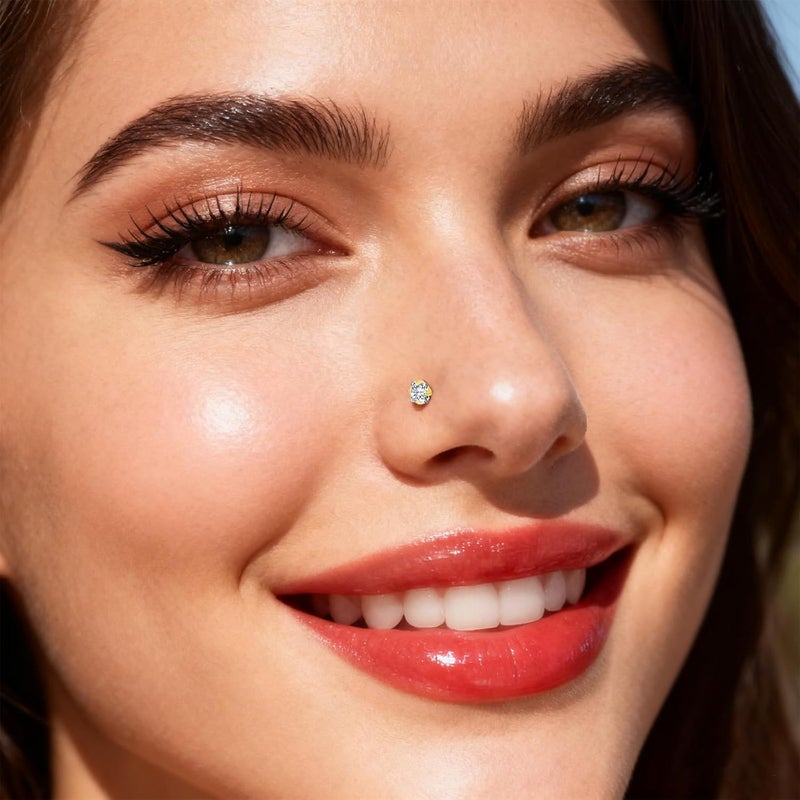 XoCiuKe 10Pcs 20G Nose Rings Studs for Women Corkscrew Sliver Nose Studs Hypoallergenic Nose Rings 316L Surgical Stainless Steel Nose Nostril Percing Jewely for Women Men Round Square CZ Imitation Diamond 1.5mm/2.0mm/2.5mm/3.0mm - Image 4